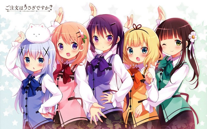 Five girls from Gochuumon wa Usagi Desu ka?