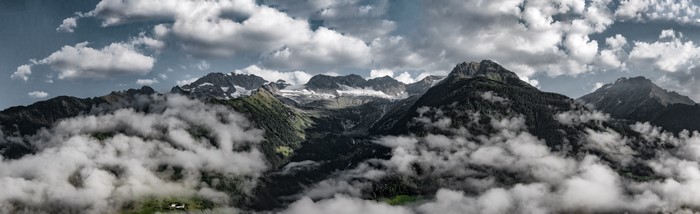 4K Panorama of Mountains with Clouds
