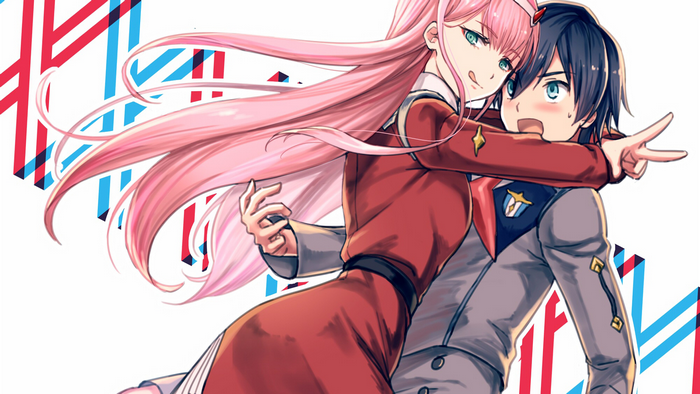 Zero Two and Hiro from Darling in the FranXX