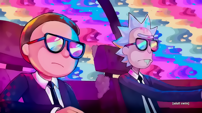 Rick and Morty in Shades Driving Scene