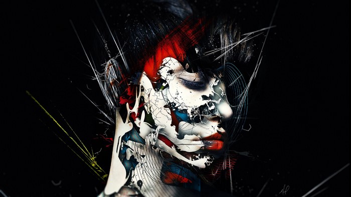 Surreal photo manipulation of a woman's face