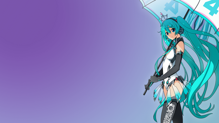 Hatsune Miku from Vocaloid with umbrella