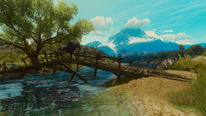 Geralt of Rivia on Płotka in The Witcher 3: Wild Hunt