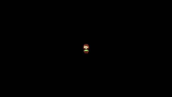 Chara from Undertale in black void