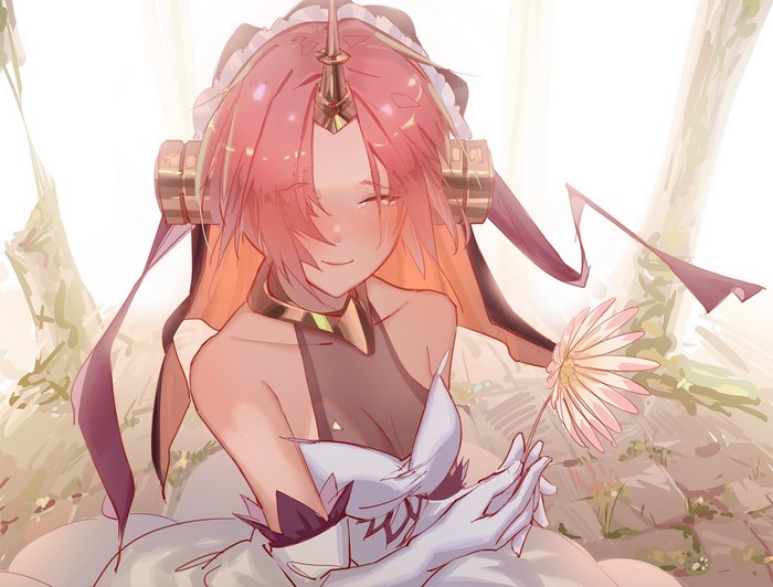 Frankenstein from Fate/Apocrypha holding a flower