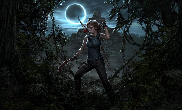 Lara Croft from Shadow of the Tomb Raider in a jungle