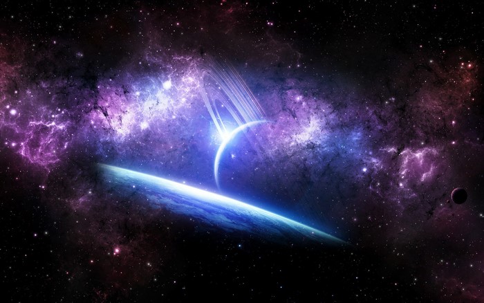 Planets and nebula in deep space