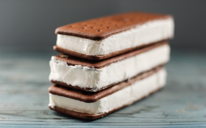 Stack of chocolate ice cream sandwiches