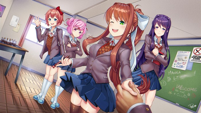 Doki Doki Literature Club Girls in Classroom