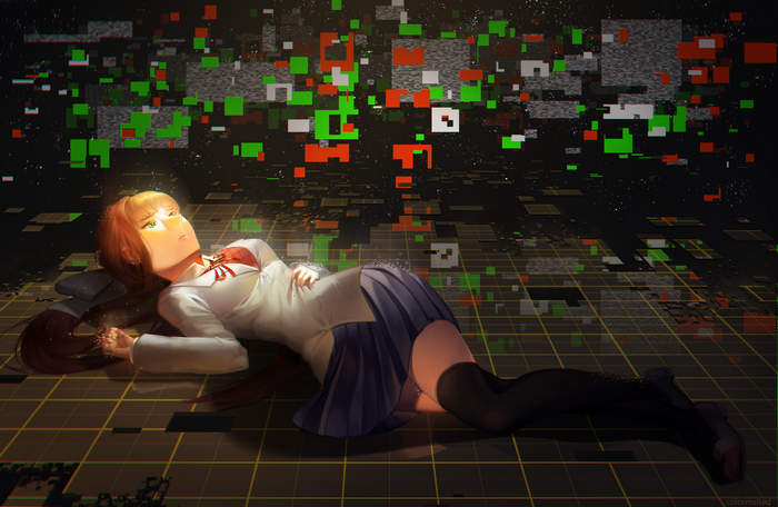 Monika from Doki Doki Literature Club glitching