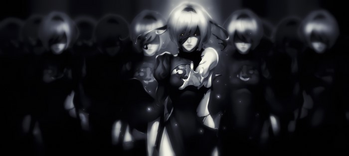 2B from NieR: Automata with clones