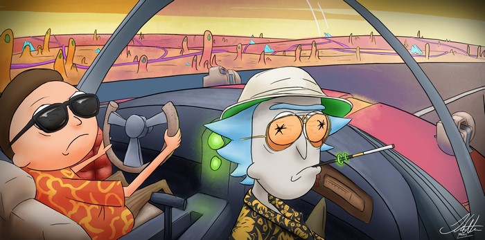 Rick and Morty crossover with Fear and Loathing in Las Vegas