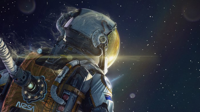 Astronaut in space with New Zealand flag