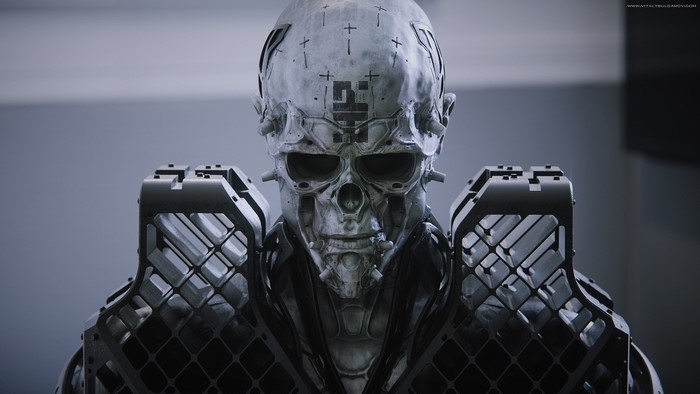 Futuristic robot with skull face by Vitaly Bulgarov