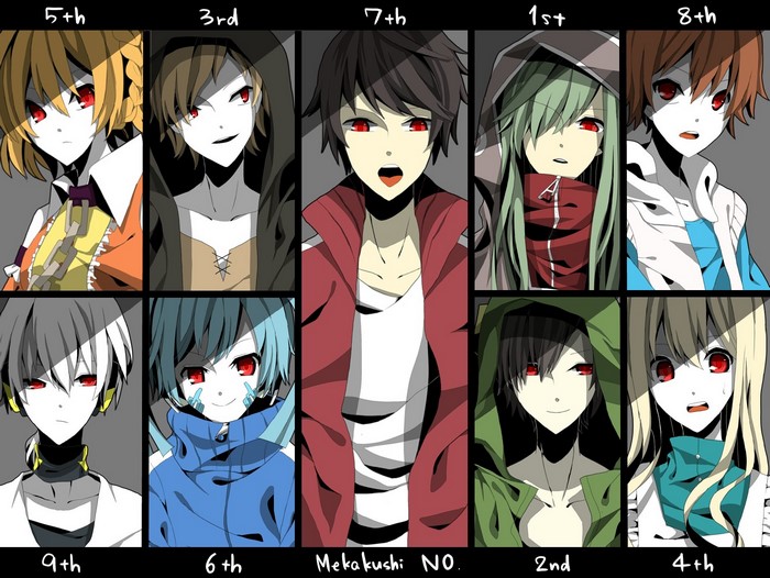 Kagerou Project characters in numbered portraits
