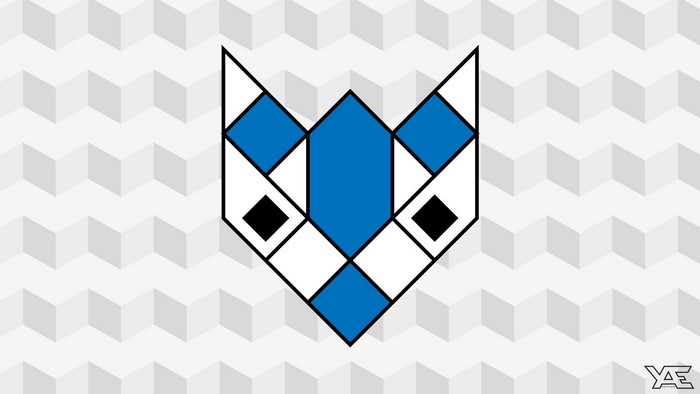 Geometric blue and white fox face logo