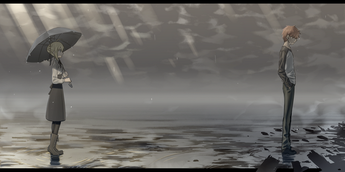 Shirou Emiya and Saber in Rainy Reflection