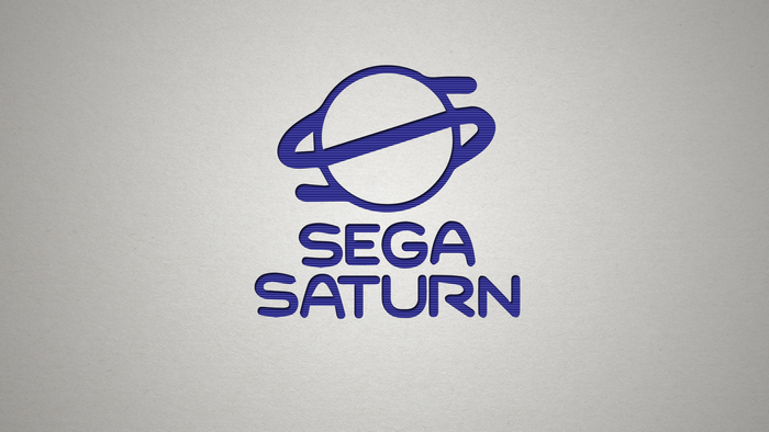 Sega Saturn logo on a textured white background