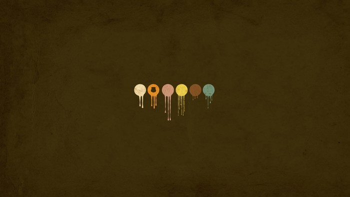 Minimalist dripping paint circles on brown background