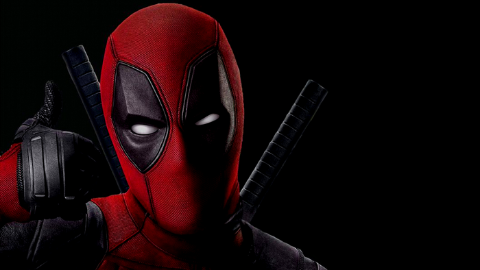 Deadpool giving a thumbs up with swords
