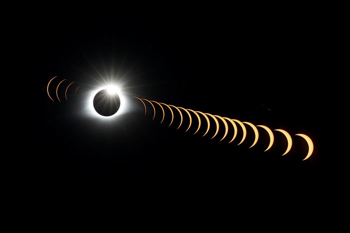 Composite image of a solar eclipse progression