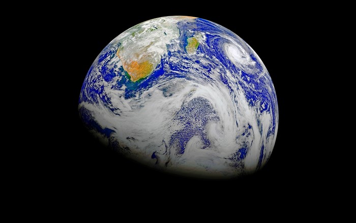 4K Earth planet in space with clouds