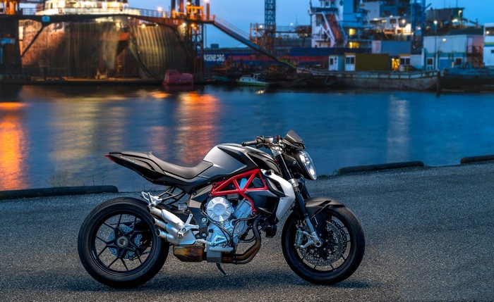 MV Agusta Brutale motorcycle by the water