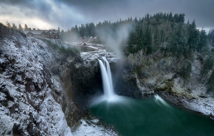 Snoqualmie Falls in Washington State during winter