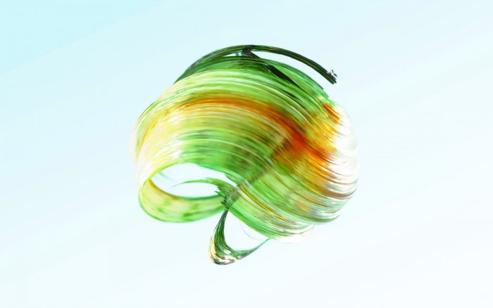 Abstract green and orange swirling shape