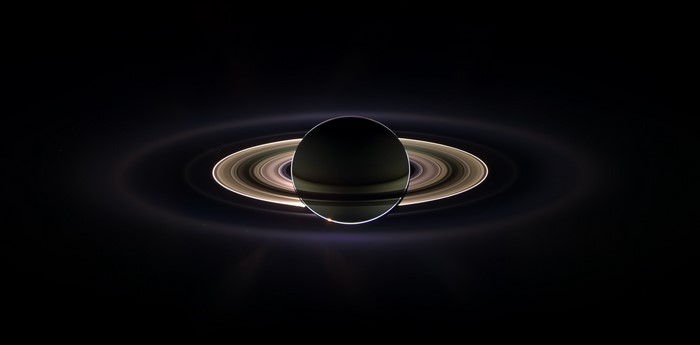 Saturn and its rings from space