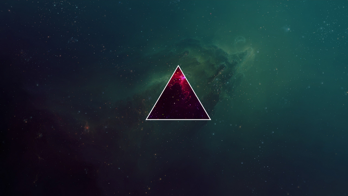 Triangle with galaxy inside on space background