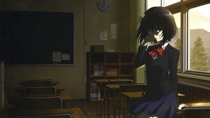 Misaki Mei from Another in a classroom