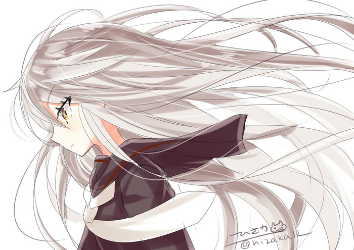 Anime girl with silver hair from Kantai Collection