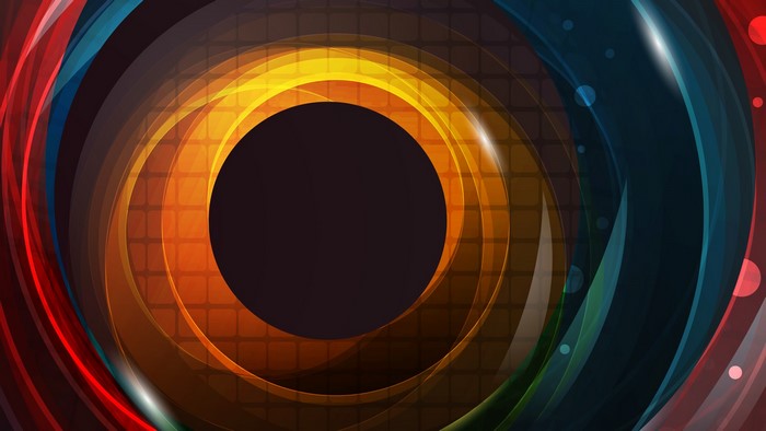 Abstract colorful swirling circles with grid pattern