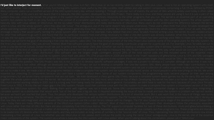 Text about GNU and Linux operating systems