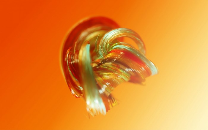 Abstract digital art render with orange background