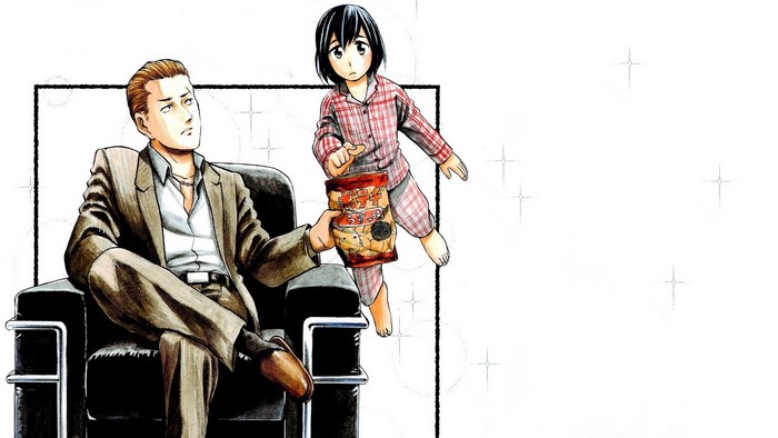 Man in suit and girl with chips