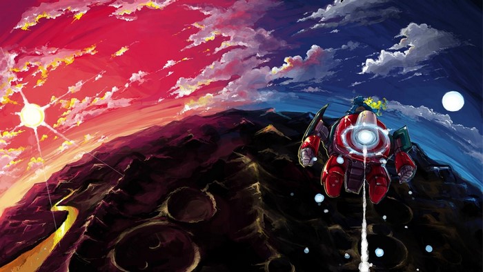 Simon from Tengen Toppa Gurren Lagann piloting a mech