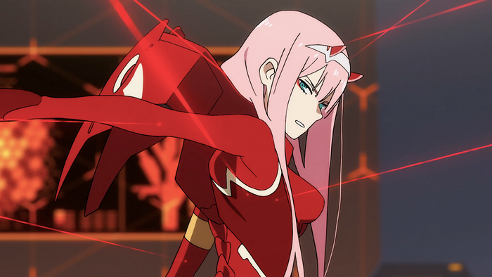 Zero Two from Darling in the FranXX in red suit