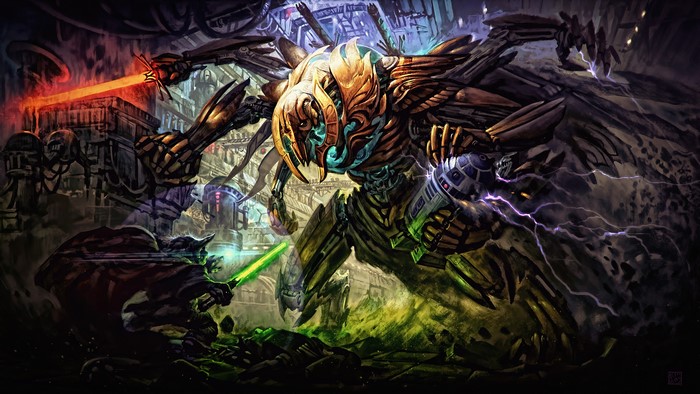 General Grievous and Yoda from Star Wars fan art