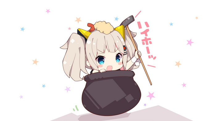 Kaguya Luna in a pot with a hammer