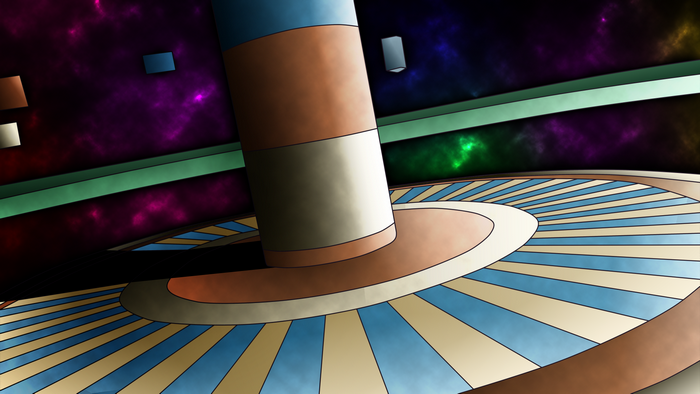 Dragon Ball Super arena with cosmic background