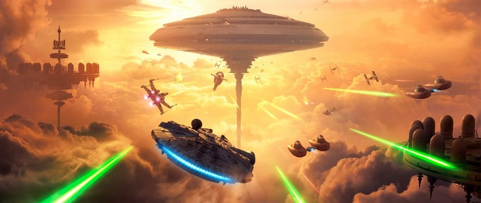 Star Wars Battlefront: Millennium Falcon and X-wing Battle over Cloud City