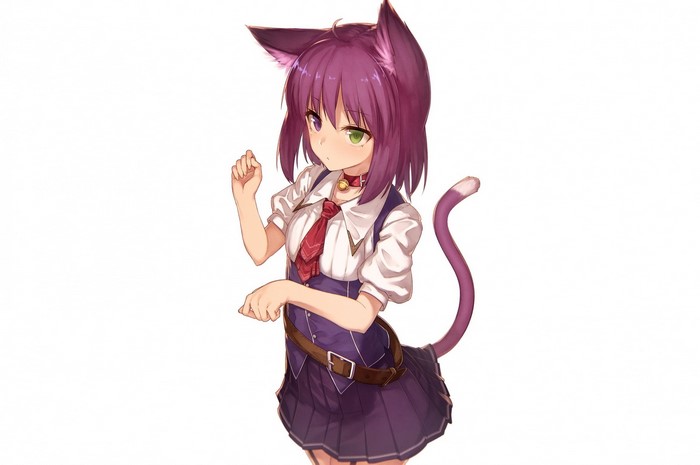 Anime girl with cat ears and tail