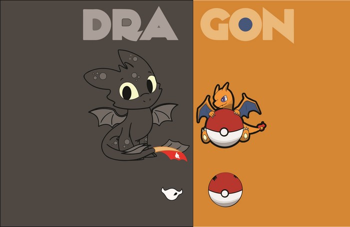 Toothless from How to Train Your Dragon and Charizard from Pokemon