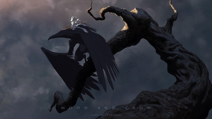 Moon and Crow by James Zapata