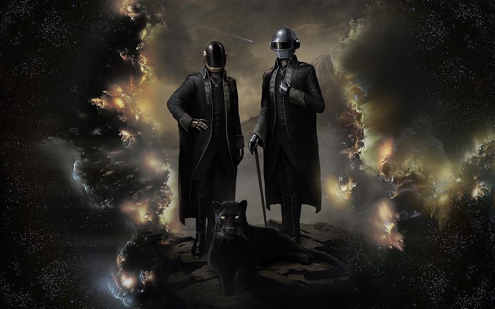Daft Punk with a black panther in space