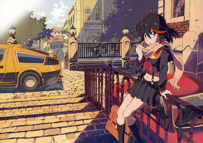 Ryuko Matoi from Kill la Kill in a town