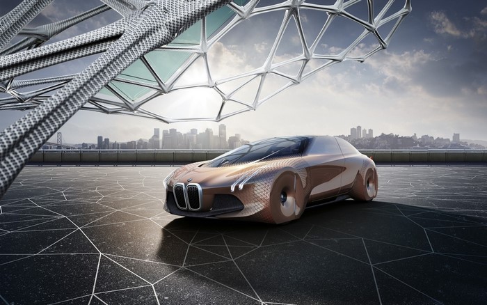 BMW Vision Concept Car under a futuristic canopy