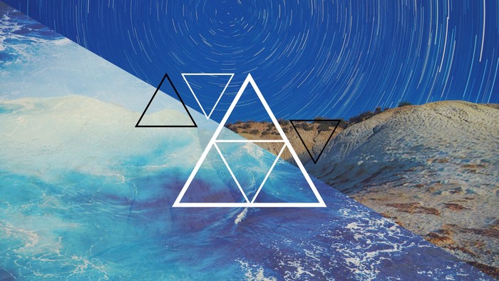 Geometric Triforce over landscape